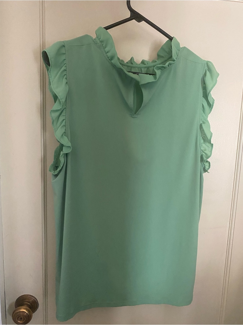 Ann Taylor Factory Ruffle Neck Sleeveless Camisole - Mint - Picture 2 of 2